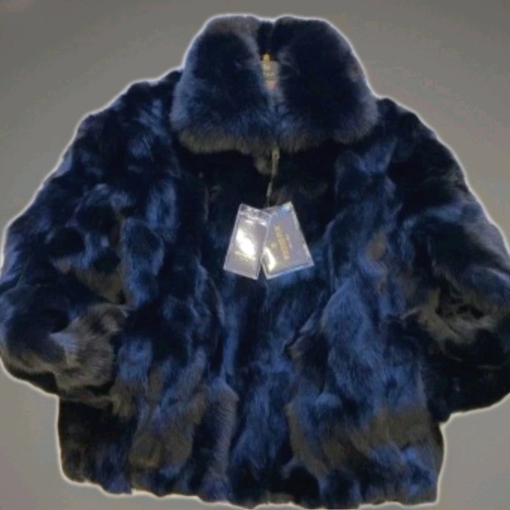 Luxurious Dark black  Genuine  Fur Jacket